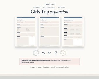 Girls Trip Planner Add-On | Goodnotes Group Travel Pages + Cost Split Worksheet | Girls Weekend Stickers | Expansion for our Journey Planner