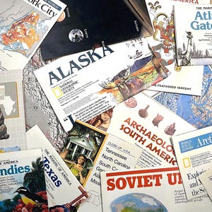 National Geographic-bilagor | 15 st | 1960-2000-talet | Skräppost, collage, blandteknik