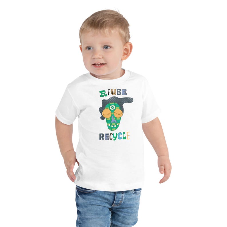 Kids Graphic Tee – REUSE RECYCLE Magu Shirt | Third-Eye Monster Character | Eco Conscious Kids Clothing for the Family | Earth Day Gift