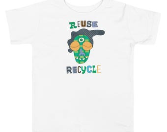 Kids Graphic Tee – REUSE RECYCLE Magu Shirt | Third-Eye Monster Character | Eco Conscious Kids Clothing for the Family | Earth Day Gift