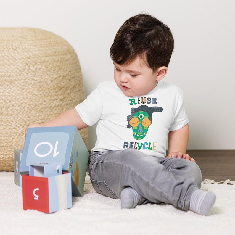 Kids Graphic Tee – REUSE RECYCLE Magu Shirt | Third-Eye Monster Character | Eco Conscious Kids Clothing for the Family | Earth Day Gift