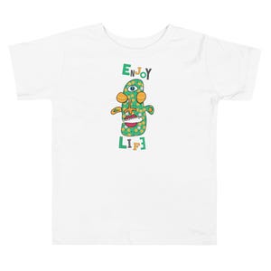 Kids Graphic Tee – ENJOY LIFE Magu Shirt | Third-Eye Monster Character | Joyful Conscious Kids Clothing for the Family | Toddler & Youth