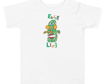 Grafik-T-Shirt für Kinder – ENJOY LIFE Magu Shirt | Motiv: Drittes Auge Monster | Fröhliche und bewusste Kinderkleidung für die ganze Familie | Kleinkinder & Jugendliche