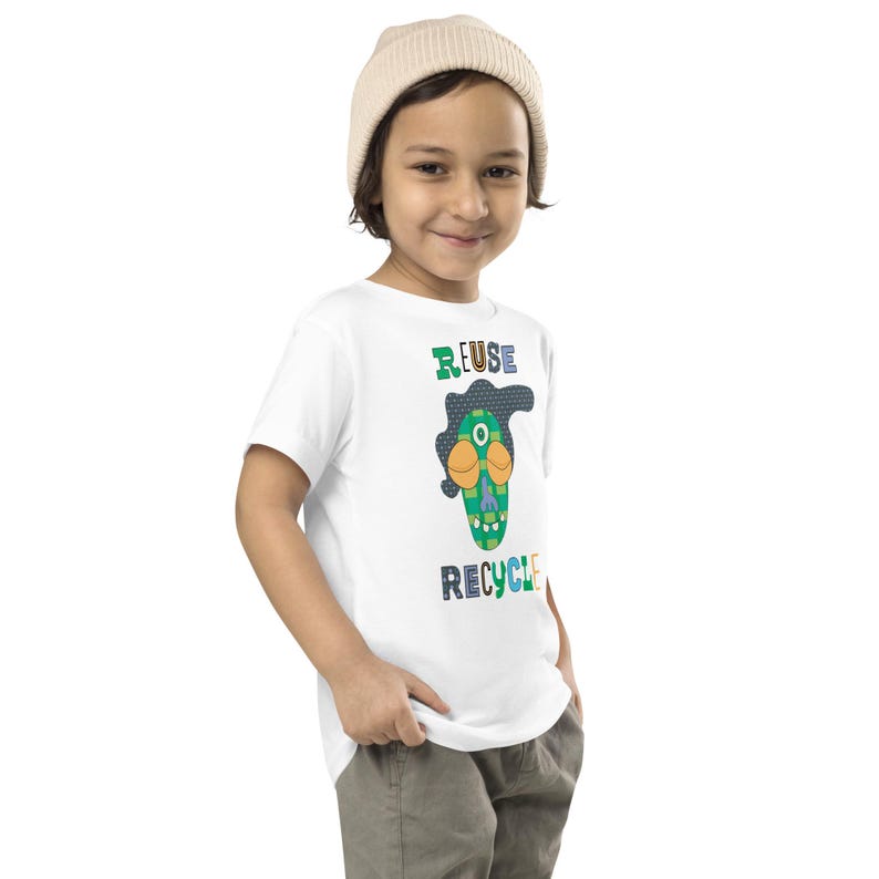 Kids Graphic Tee – REUSE RECYCLE Magu Shirt | Third-Eye Monster Character | Eco Conscious Kids Clothing for the Family | Earth Day Gift
