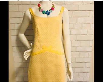 Nanette Lepore yellow dress w/grosgrain trim