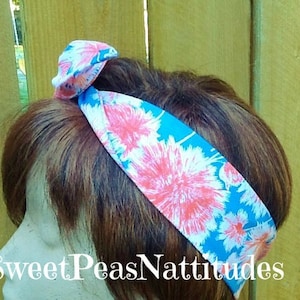 Wired Dolly Bow Wire Headband &quot;New&quot; Resort Print  Rockabilly Wire Scarf