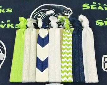 7 Elastic Hair Ties in Seattle Seahawks Colors Yoga Bracelets Ponytail Holder