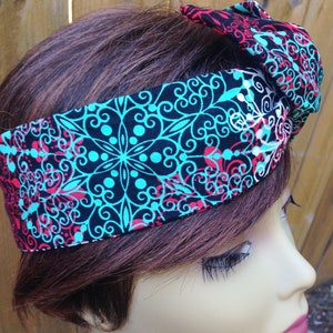 Festival Print  Wire Headband Wired Dolly Bow  - Bandanna  rabbit ears