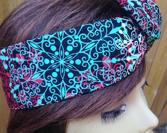 Festival Print  Wire Headband Wired Dolly Bow  - Bandanna  rabbit ears