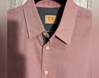 Hugo Boss pink and grey shirt