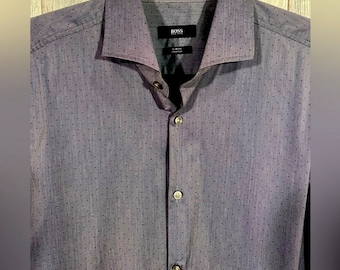 Hugo Boss bluish / charcoal shirt with black dots