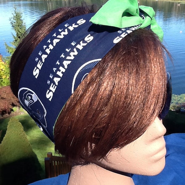 Seattle Seahawks Scarf 12th man -Rockabilly Hair Scarf Bandana Dolly Bow Tie Up Seahawks  Scarf Seahawks Dolly Bow