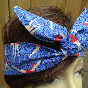 Wired Dolly Bow Vinage Swimsuits  Print Rockabilly Wire Scarf - Bandana Headband