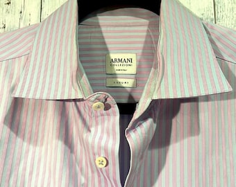 Armani Collection luxury blue and pink shirt