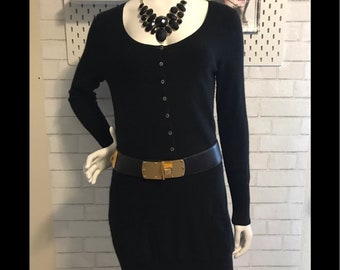 Black cashmere dress with front pockets