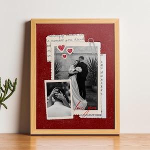 Wedding Photo Collage, Personalized Digital Artwork with Names and Date