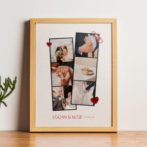Wedding Photo Collage, Personalized Digital Artwork with Names and Date