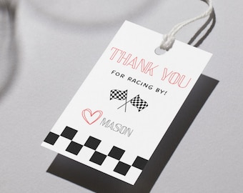 Race Car Birthday Gift Tags | Editable Canva Template (Instant Download)