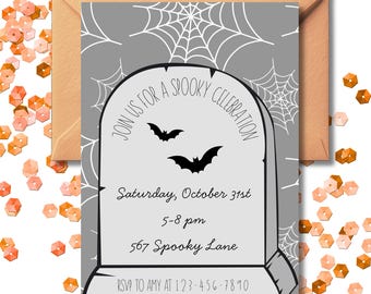 Halloween Party Invitation | Spooky Halloween Invite | Editable Canva Template | Digital Download