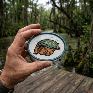 Iron-on I'm About to Snap Grumpy Turtle Patch - Denim Jacket