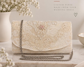 ladies dress bag Custom Envelope Clutch Made From Wedding Dress: Keepsake Bridal Purse others