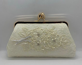 Bridal Purse made from wedding dress, repurposed lace clutch, keepsake Gift for her, reuse wedding gown, bridal shower gift