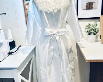 Custom Bridal Kimono Robe: Repurposed Wedding Dress Heirloom