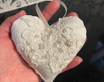 Heart Ornament Ustom Made From Wedding Dress: Personalized