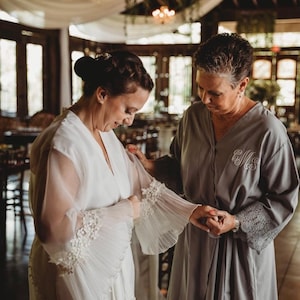 Robe for Wedding Day, Heirloom Wedding Robe made from Moms Dress, Keepsake Wedding Apparel, Wedding day Robe for Bride, Bridal Robe keepsake