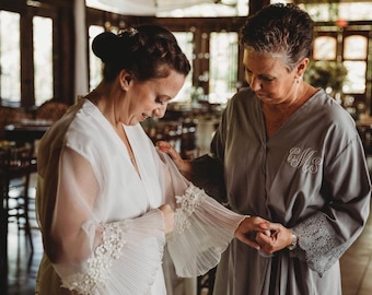 Robe for Wedding Day, Heirloom Wedding Robe made from Moms Dress, Keepsake Wedding Apparel, Wedding day Robe for Bride, Bridal Robe keepsake