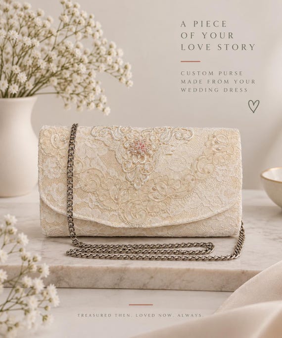 bridesmaid dress cover bags Custom envelope Clutch bag made from Wedding Dress: Keepsake Bridal Purse Le Lis Women's One Color:Original (as pictured) bridal wedding gowns sentimental keepsake your party
