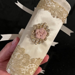 Custom Wedding Bouquet Wrap: Repurposed Dress Keepsake for floral arrangement