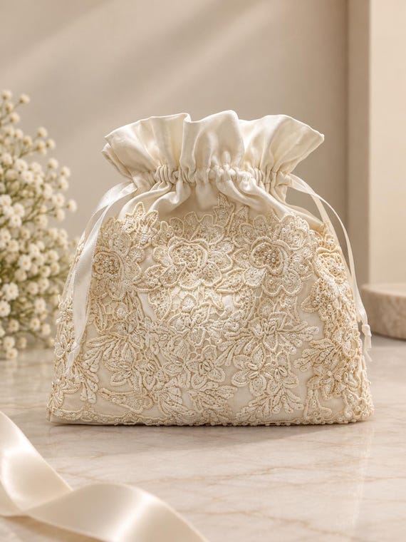 Custom Wedding Dress Drawstring Bag: Heirloom Keepsake Pouch