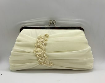 Repurposed wedding dress, clutch purse made from moms gown, heirloom gift for bride to be, way to reuse your wedding dress