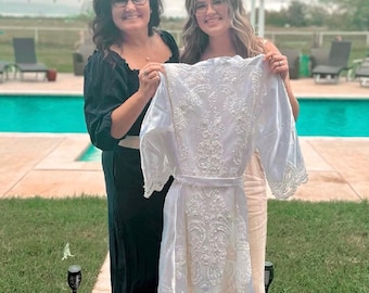 Bridal Wedding Robe: Repurposed Keepsake made from moms gown