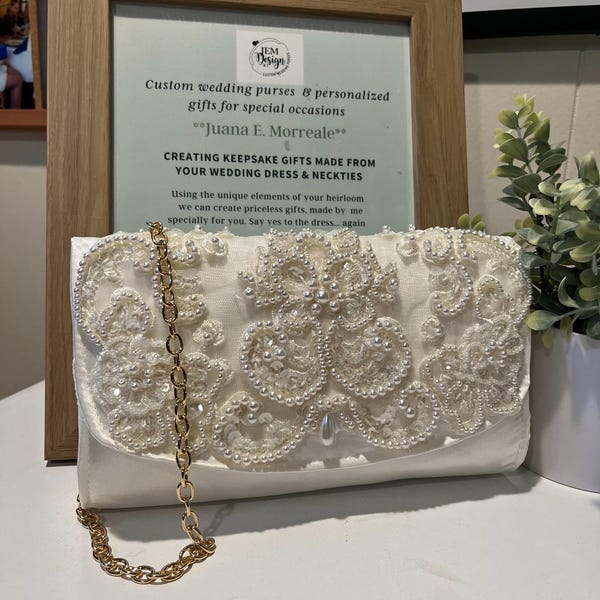 Custom Lace Wedding Dress Clutch: Heirloom Keepsake Bag