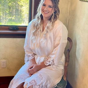 Customized get ready Robe for bride: Repurposed from moms wedding dress, keepsake gift for daughter
