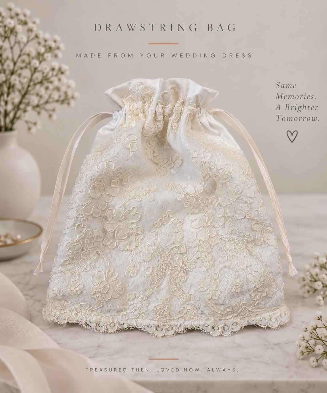 bridesmaid dress cover bags Custom Wedding Drawstring Bag: Heirloom Keepsake Pouch Rutger Custom Made Long Sleeves Size:XL (16-18) they serve as a