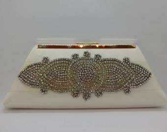 Bride clutch purse, made from wedding dress, bridal shower keepsake Gift for daughter, Vintage bag with pearl handle