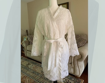 Wedding robe for bride, repurposed from moms wedding dress, custom made, keepsake gift for her, heirloom gift,  bridal kimono lingerie gown