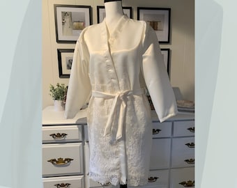 Bridal robe, recycled from mom's  wedding dress, keepsake lingerie gift for her, negligee night gown,  kimono woman