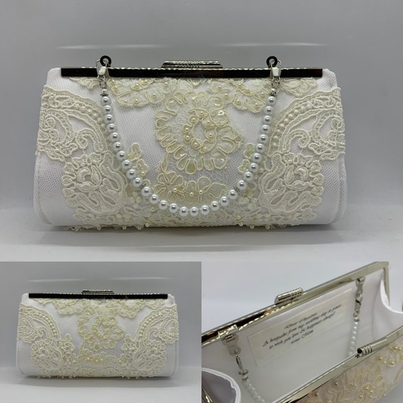 White Velvet Wedding Clutch Bag Purse Embellished With Embroidery and Beads  With Original Romantic 3D Flower Design - Etsy