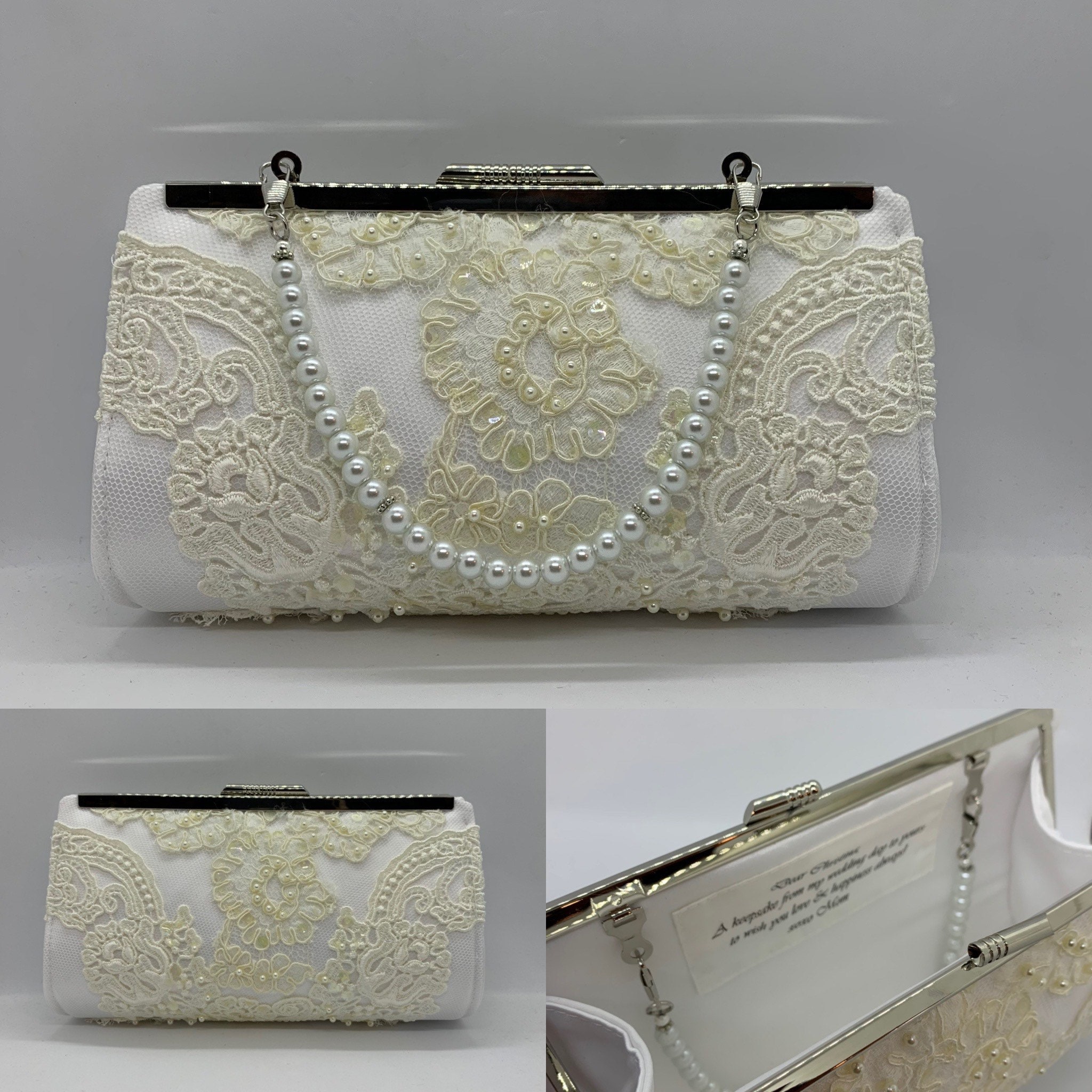 Trouwen Accessoires Tassen & Portemonnees Vintage kralen portemonnee koppeling; Bruiloft Accessoires; Bruids Clutch BMH 