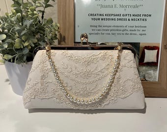 Custom Bridal Clutch: Repurposed Vintage Wedding Dress, Heirloom