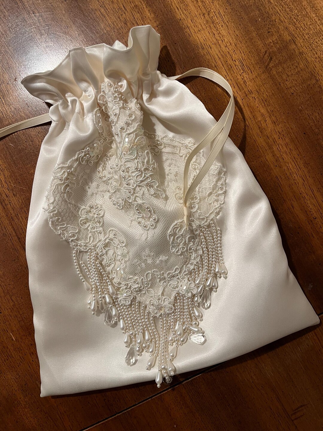 Custom Wedding Dress Drawstring Bag: Bridal Keepsake Pouch