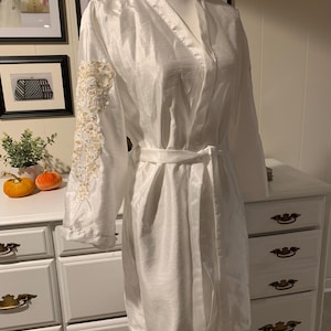 Custom Bridal Satin Kimono Robe: Repurposed Wedding Dress Keepsake