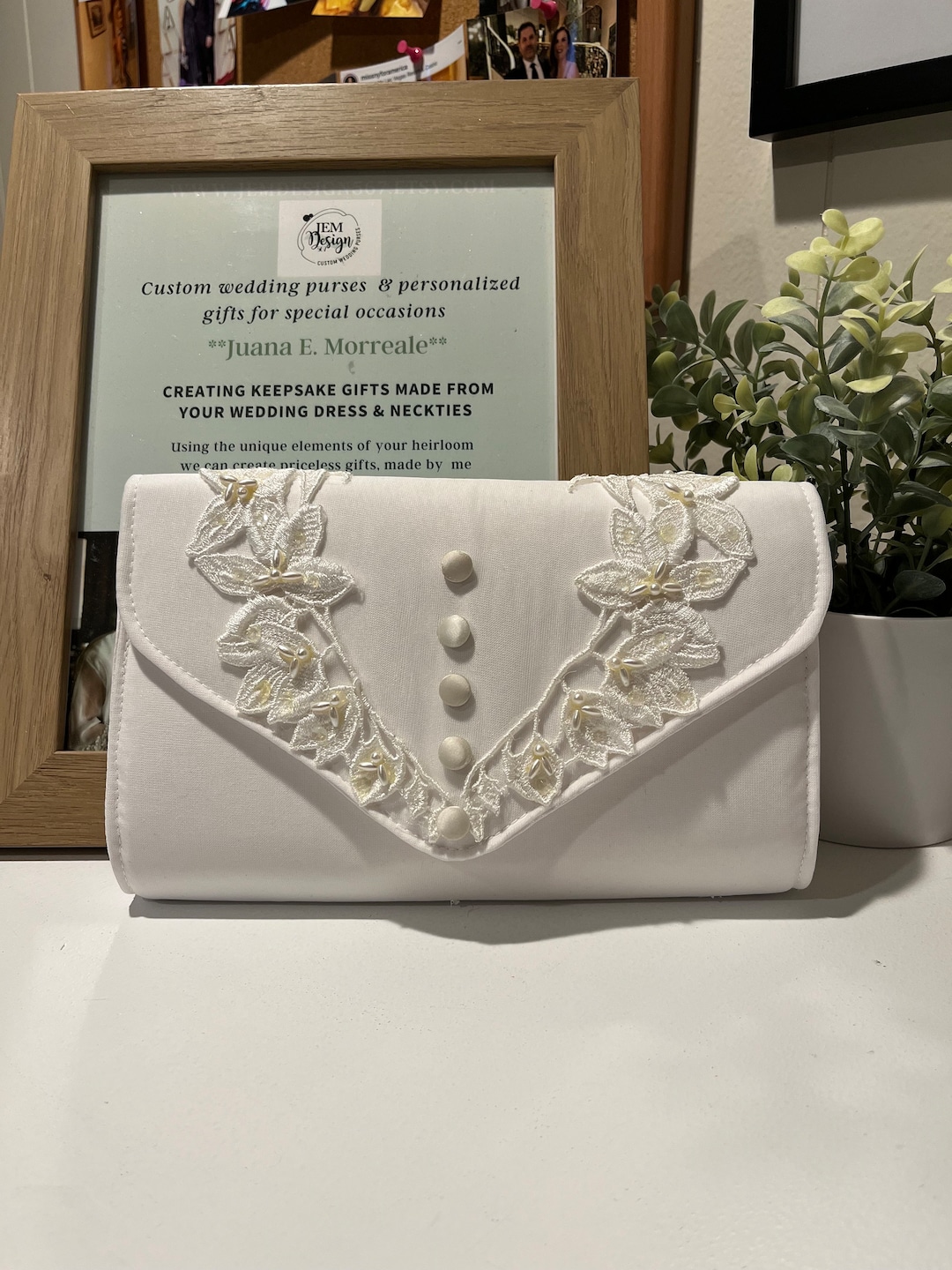 Custom Bridal Envelope Clutch Purse, Made From Wedding Dress
