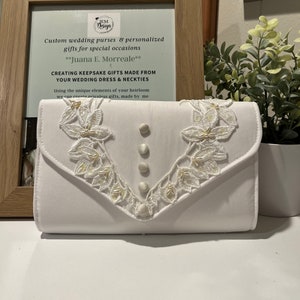 Bridal  envelope clutch, Made from moms wedding dress, Keepsake  for daughter, heirloom Gift for her, in memory of  grandma