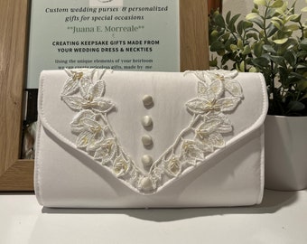 Bridal  envelope clutch, Made from moms wedding dress, Keepsake  for daughter, heirloom Gift for her, in memory of  grandma