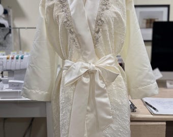 Custom Get ready bridal robe:  repurposed wedding dress gift for daughter